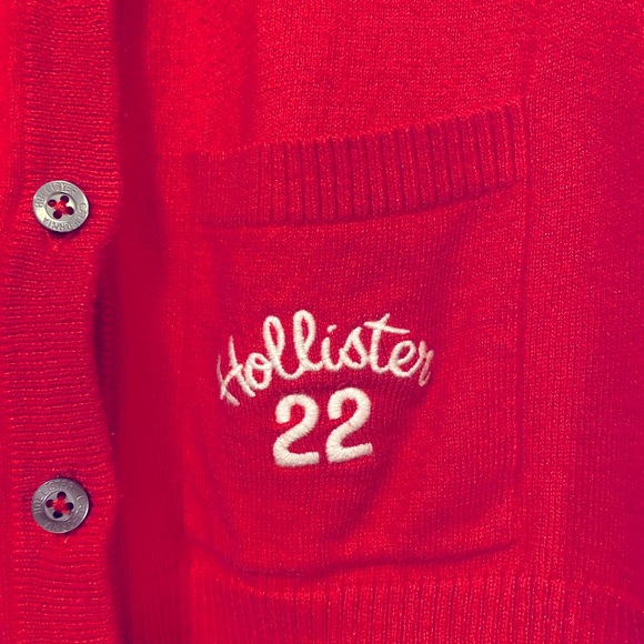 Red button up Hollister cardigan 3/4 sleeve, size S womens - Picture 2 of 4
